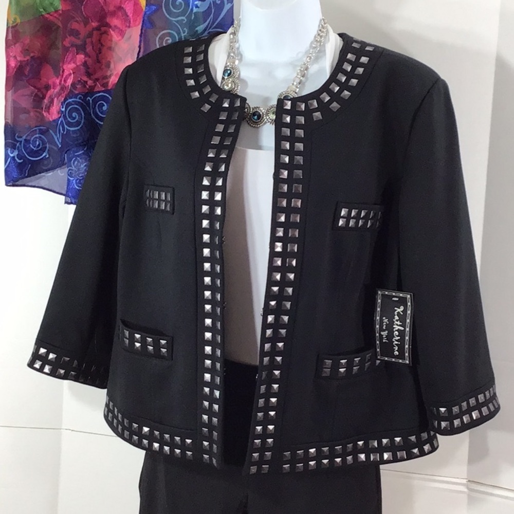 Katherine New York black blazer with silver studs PXL NWT